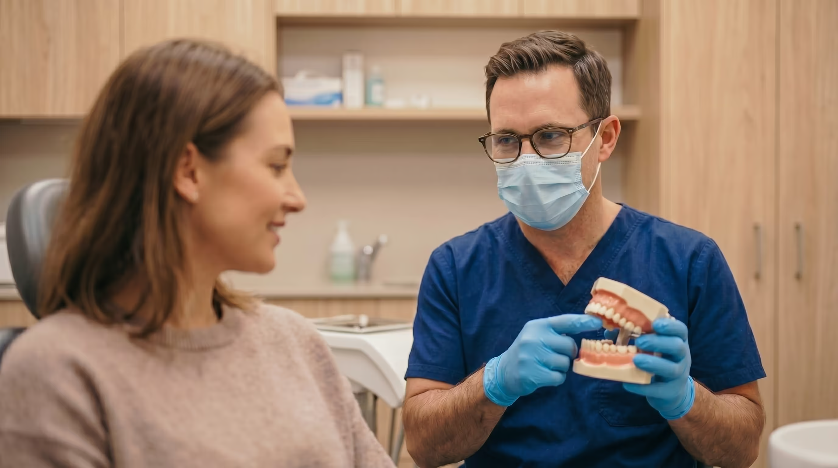 Dentist and patient at Caliora Studio